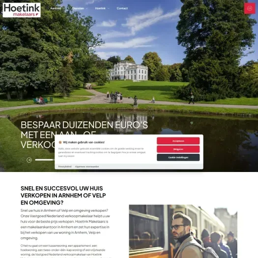 Screenshot van de website van www.hoetinkmakelaars.nl