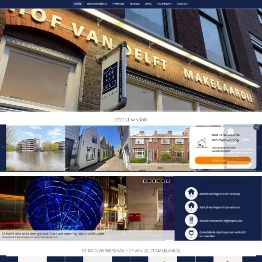 Screenshot of the website of www.hofvandelft.nl