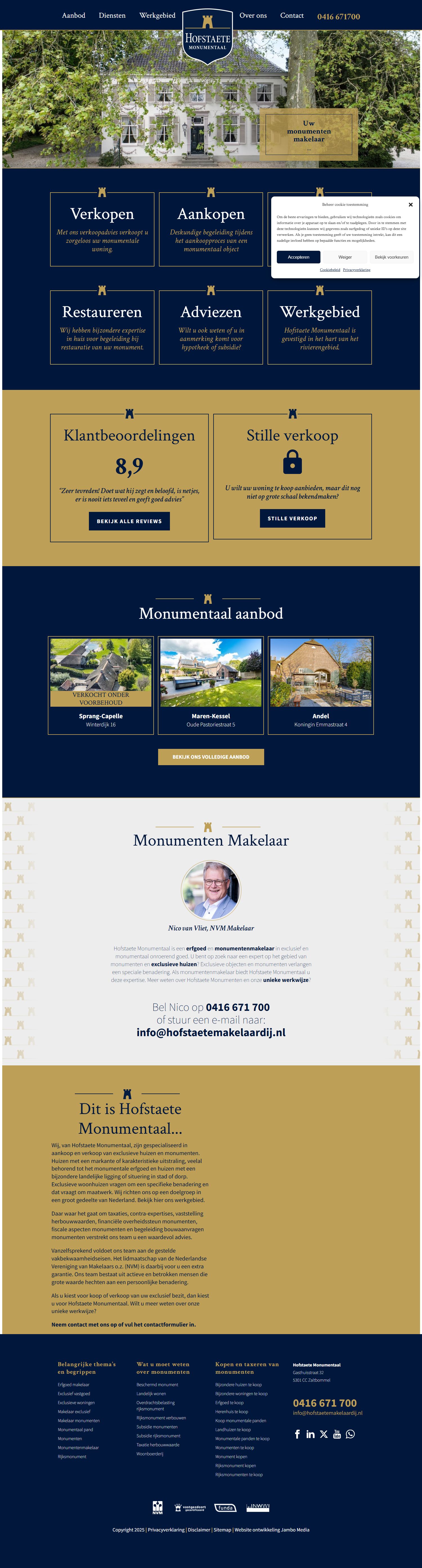 Screenshot der Website von www.hofstaetemakelaardij.nl