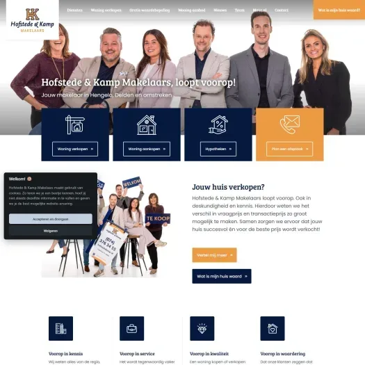 Screenshot van de website van www.hofstedekamp.nl