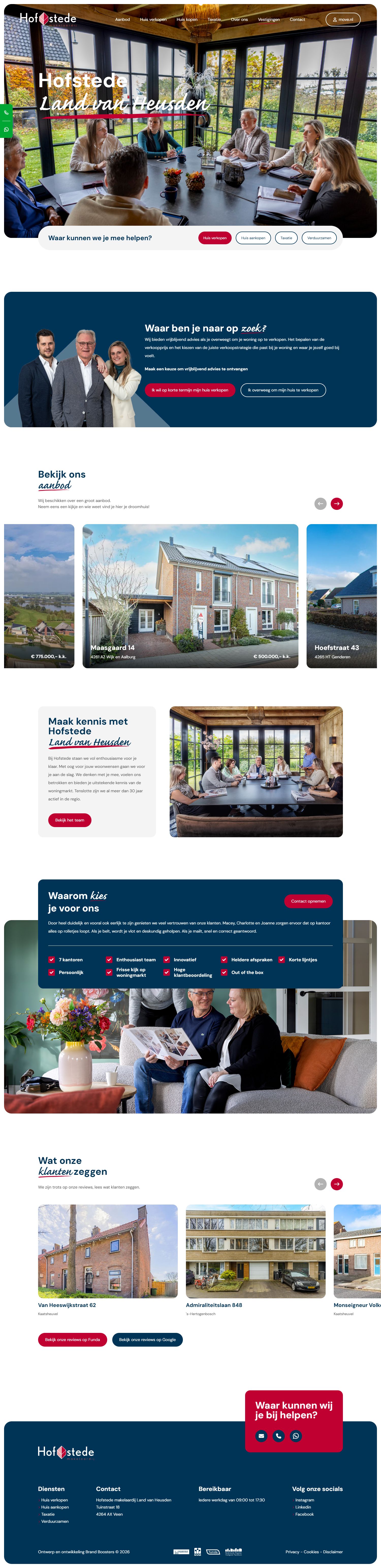 Screenshot der Website von www.hofstedelandvanheusden.nl
