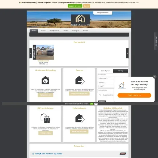 Screenshot der Website von www.hogelink.nl