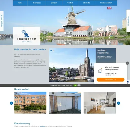 Screenshot der Website von www.hogenboommakelaardij.nl