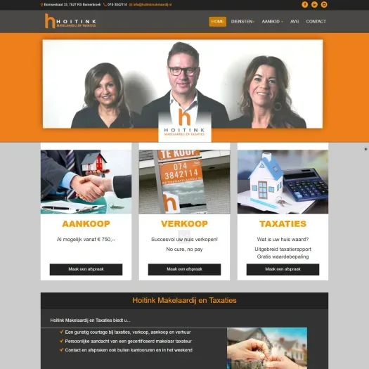 Screenshot van de website van www.hoitinkmakelaardij.nl