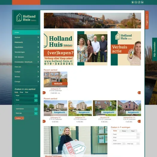 Screenshot van de website van www.holland-huis.nl