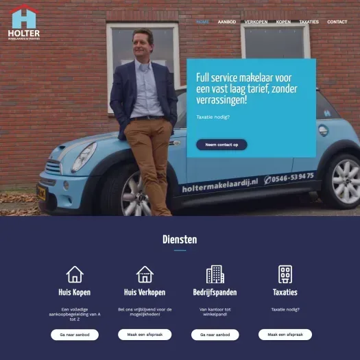 Screenshot van de website van www.holtermakelaardij.nl