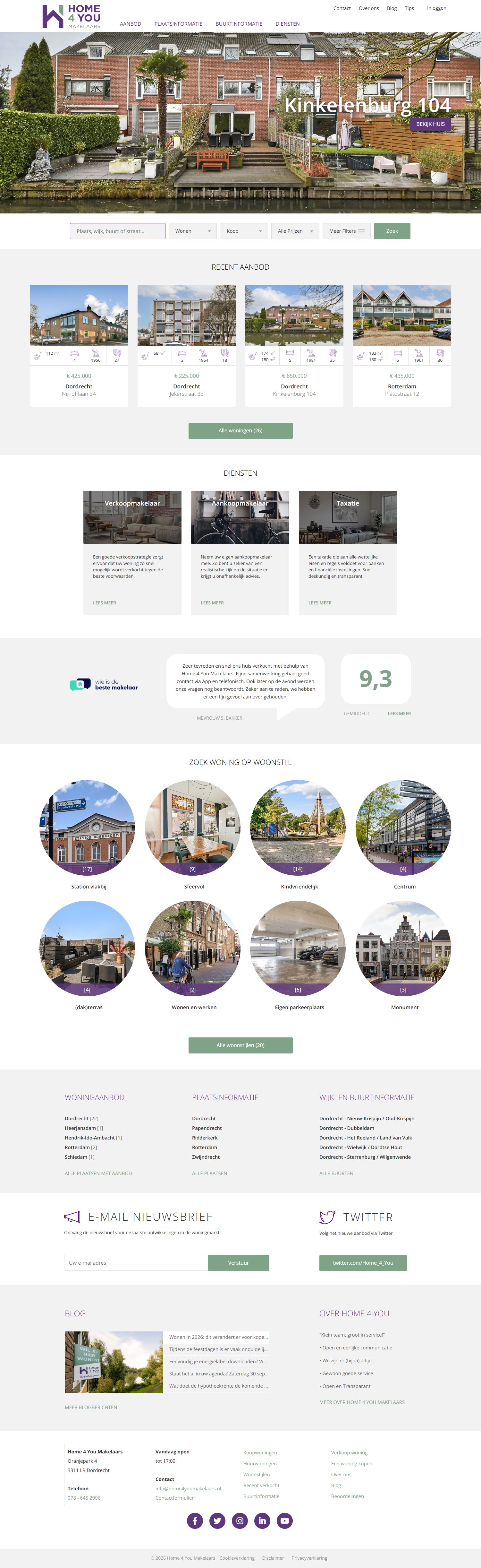 Screenshot of the website of www.home4youmakelaars.nl