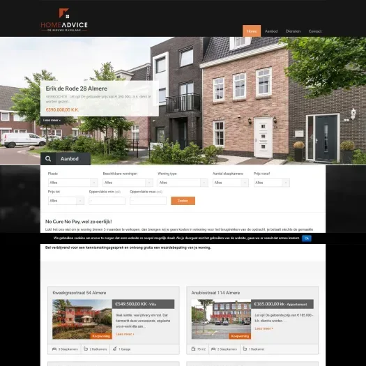 Screenshot der Website von homeadvice.nl