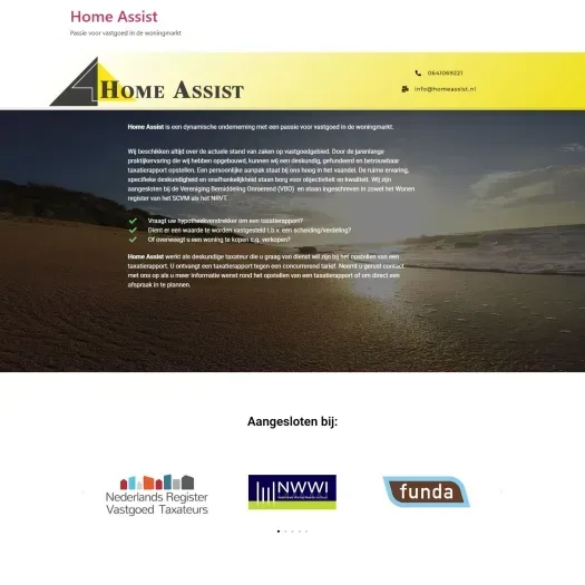 Screenshot van de website van www.homeassist.nl