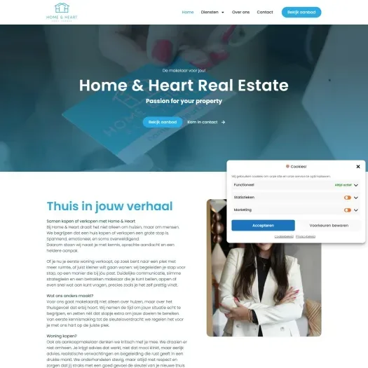 Screenshot van de website van www.homeandheart.nl