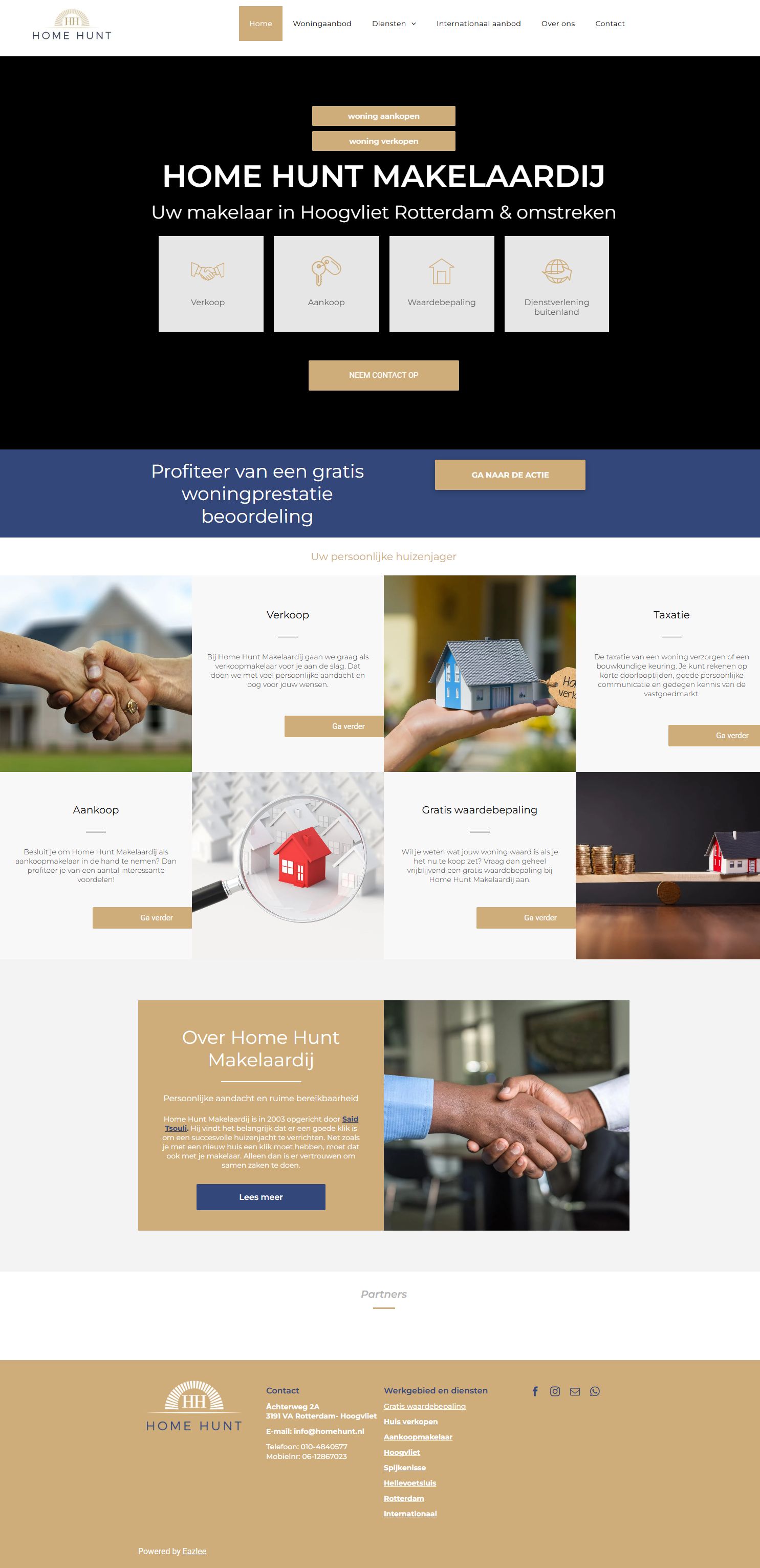 Screenshot of the website of www.homehunt.nl