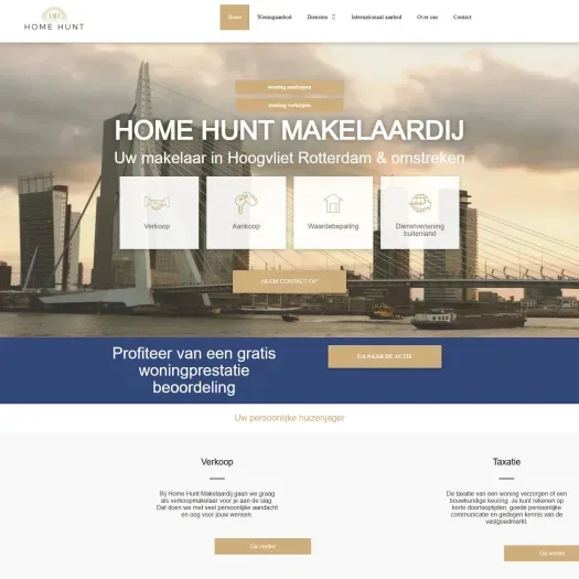 Screenshot van de website van www.homehunt.nl