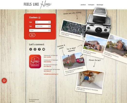 Screenshot of the website of www.homemakelaars.nl
