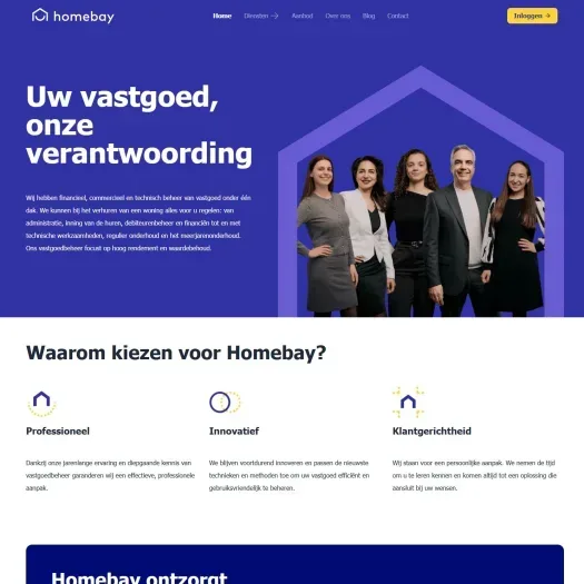 Screenshot of the website of homebay.nl