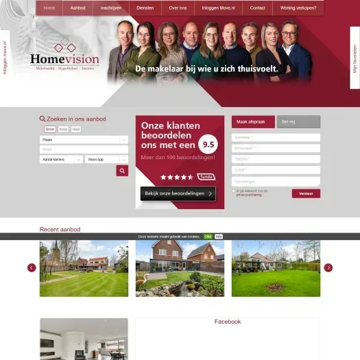 Screenshot of the website of www.homevision.nl