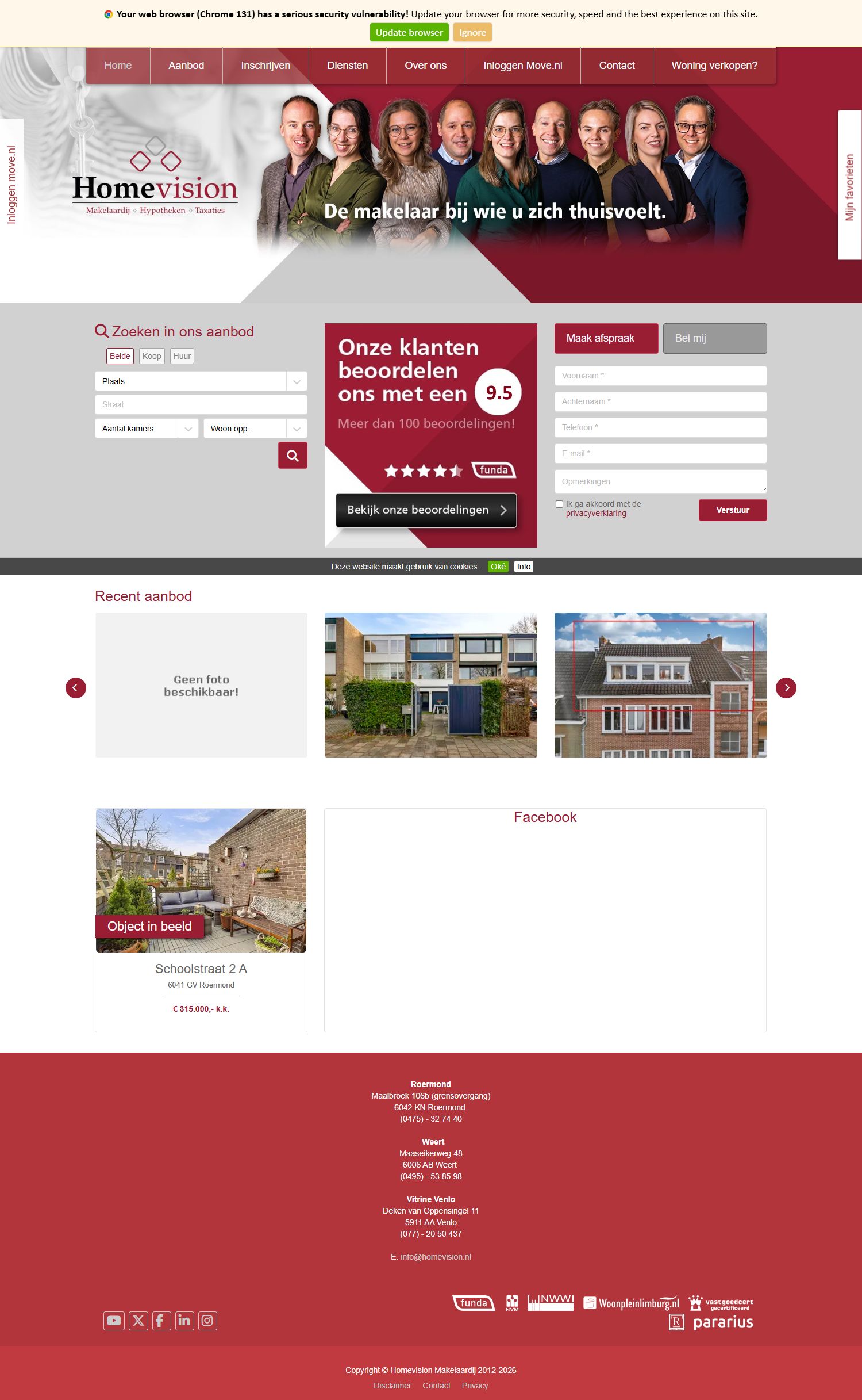 Screenshot der Website von www.homevision.nl