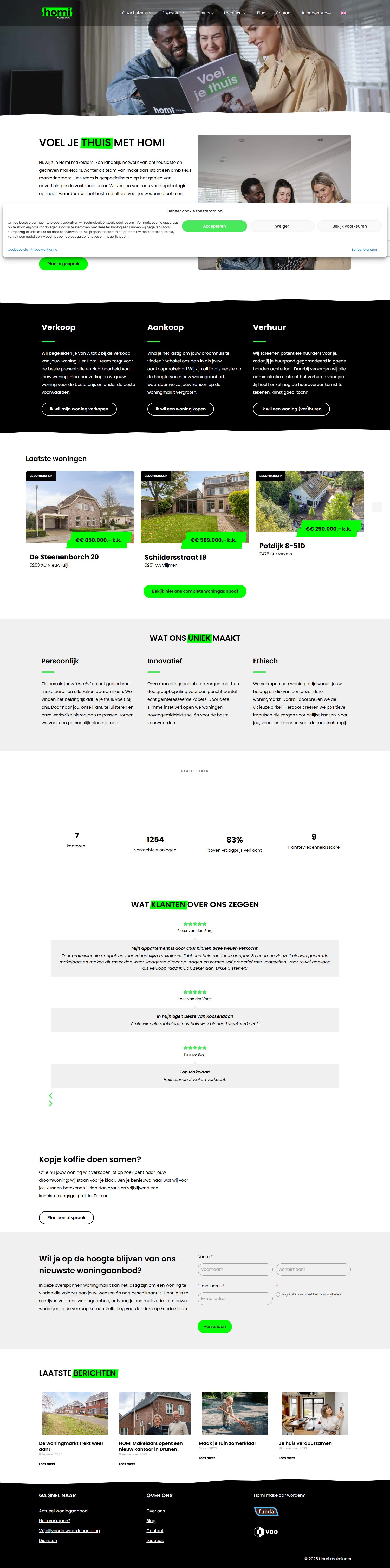 Screenshot der Website von www.homi-makelaars.nl