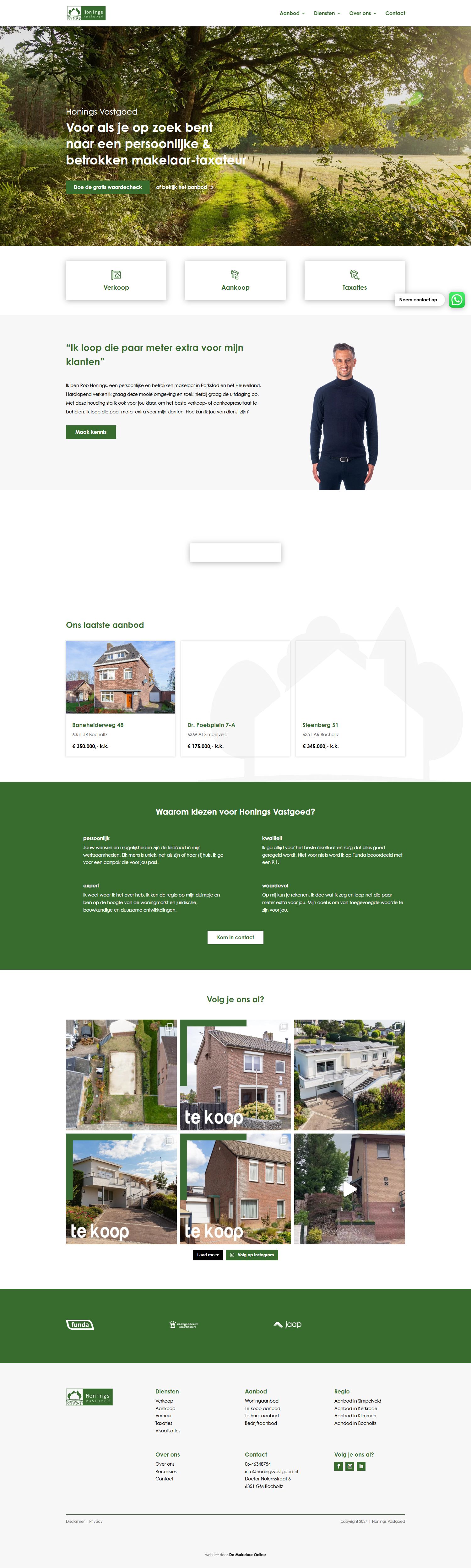 Screenshot der Website von www.honingsvastgoed.nl