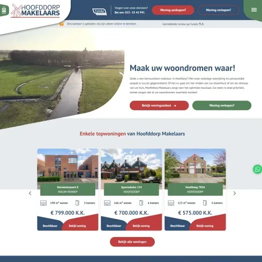 Screenshot der Website von www.hoofddorpmakelaars.nl