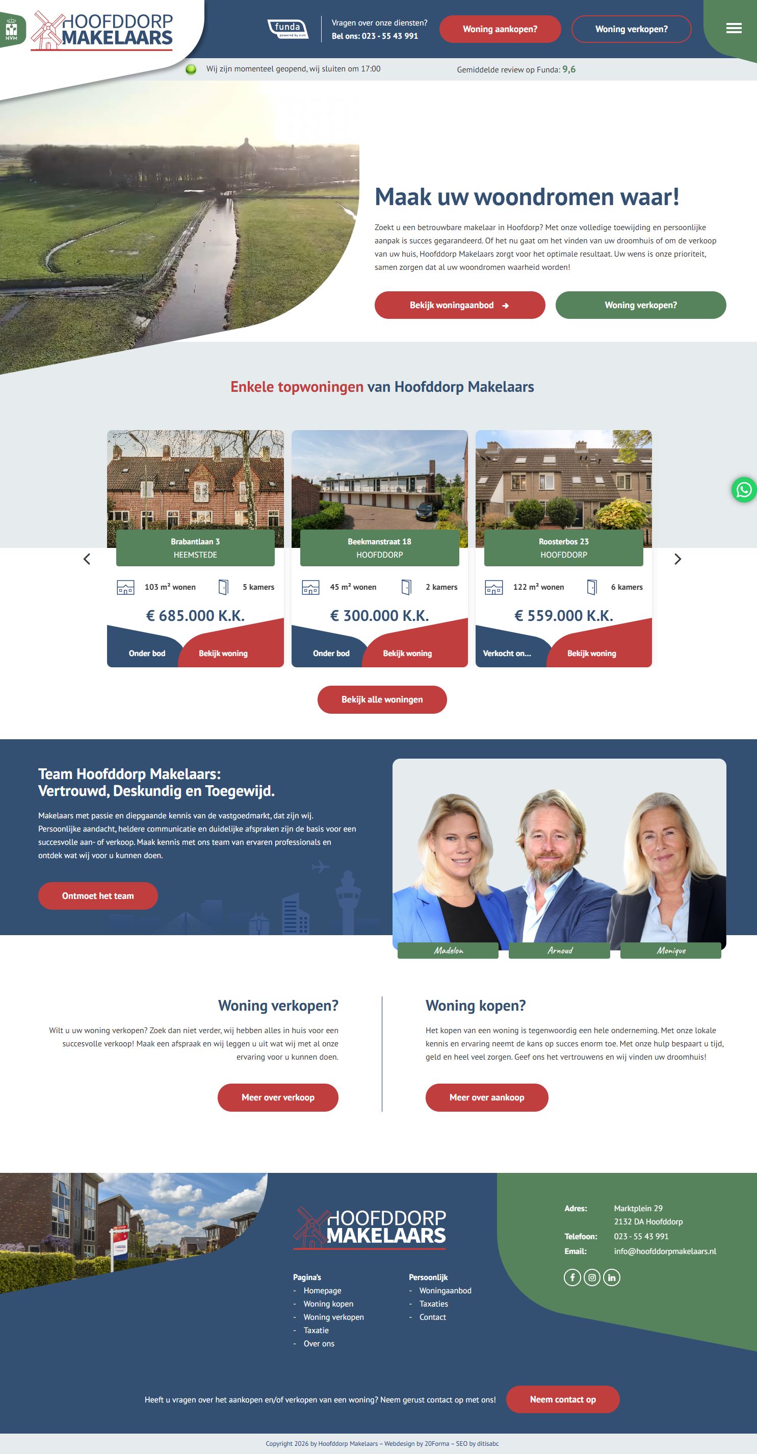 Screenshot of the website of www.hoofddorpmakelaars.nl