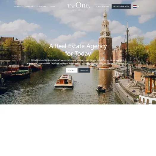 Screenshot van de website van theonerealestate.nl