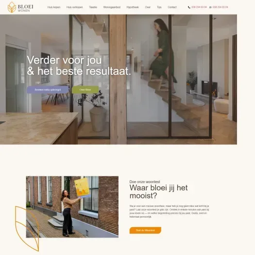 Screenshot van de website van bloeiwonen.nl