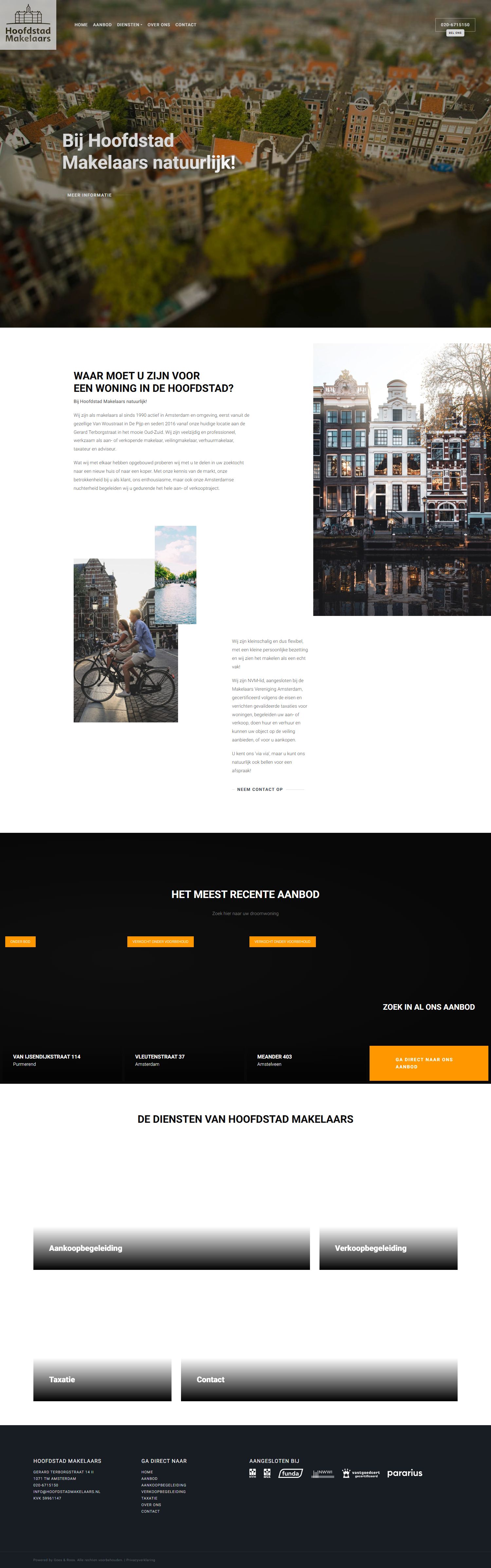 Screenshot der Website von www.hoofdstadmakelaars.nl