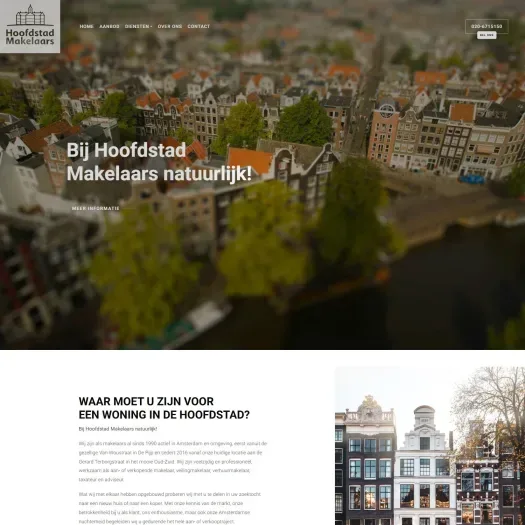 Screenshot of the website of www.hoofdstadmakelaars.nl