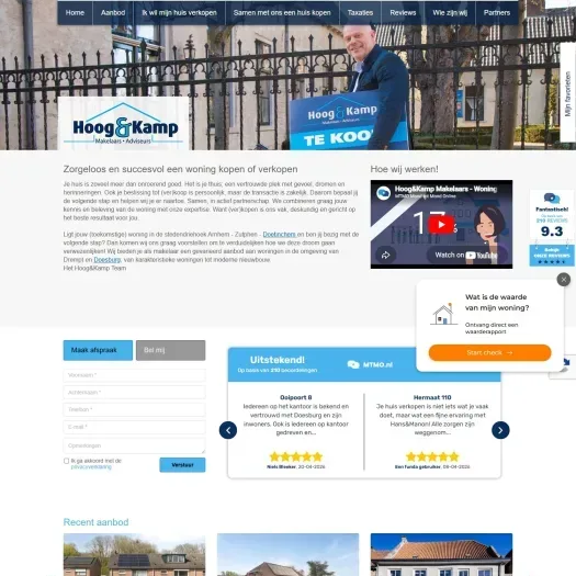 Screenshot of the website of www.hoogenkampmakelaars.nl