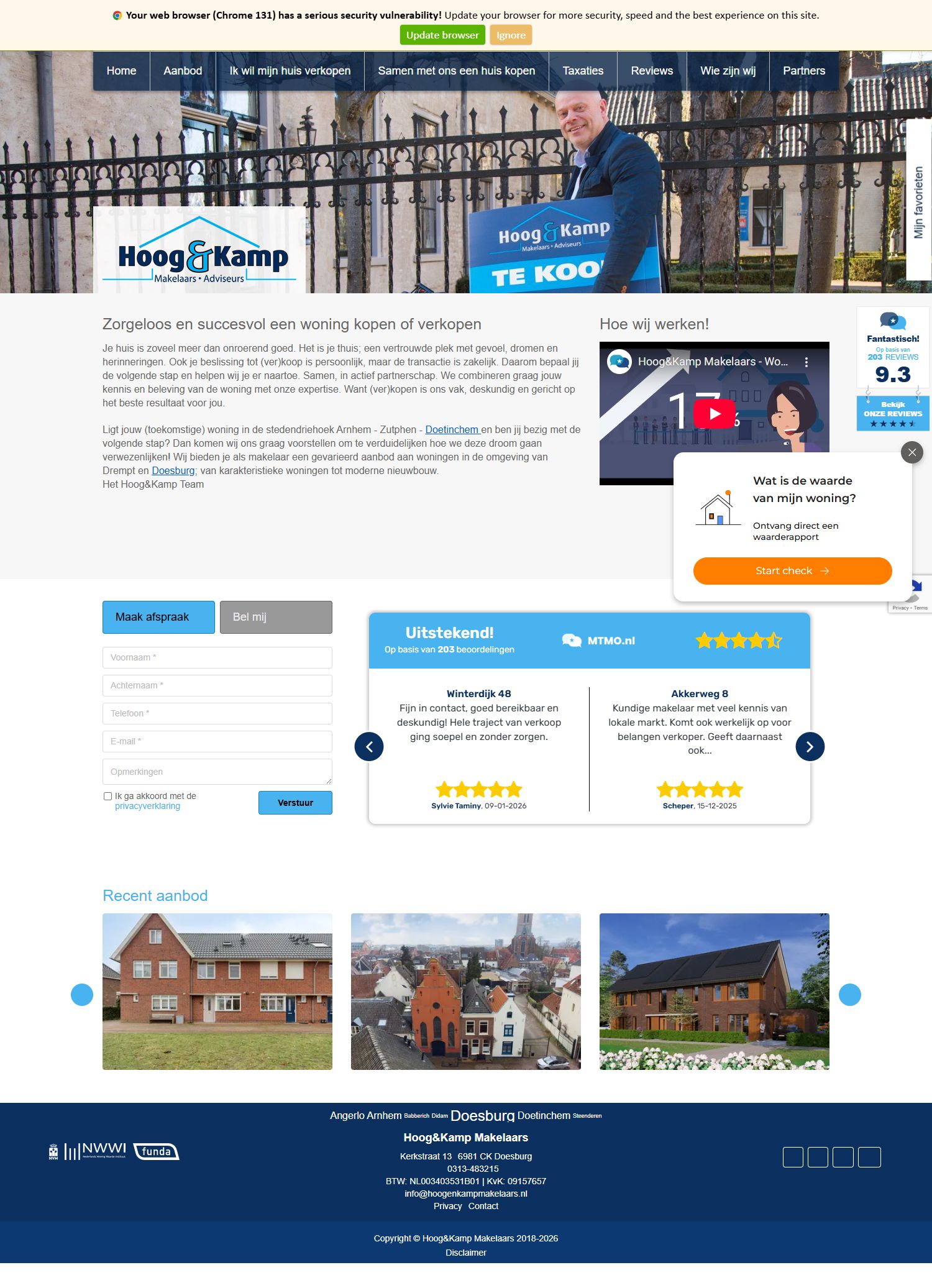 Capture d'écran du site web de www.hoogenkampmakelaars.nl