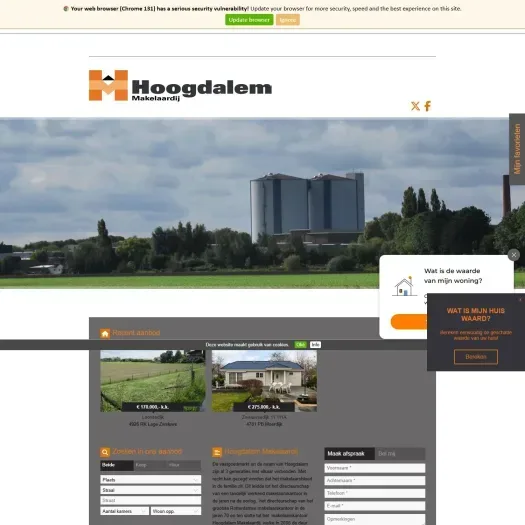 Screenshot van de website van www.hoogdalem-makelaardij.nl