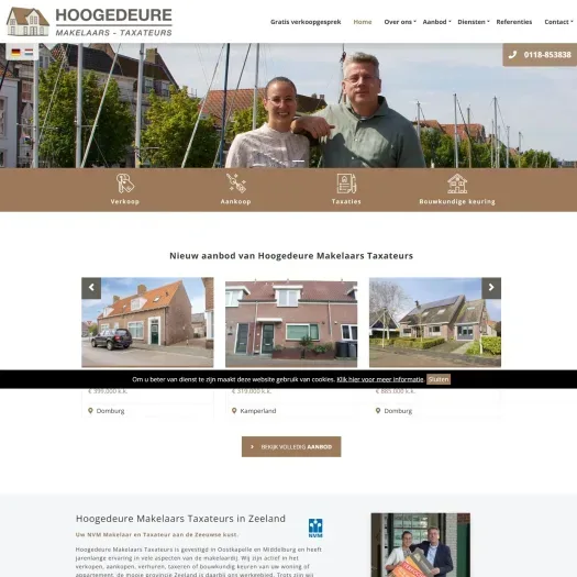 Screenshot van de website van www.hoogedeuremakelaars.nl