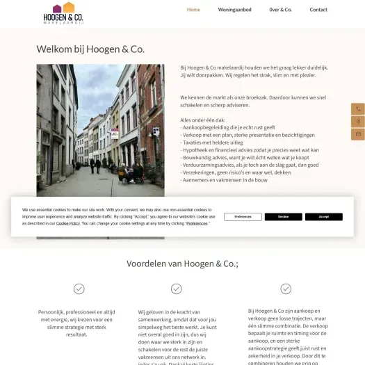 Screenshot of the website of www.hoogen-co.nl