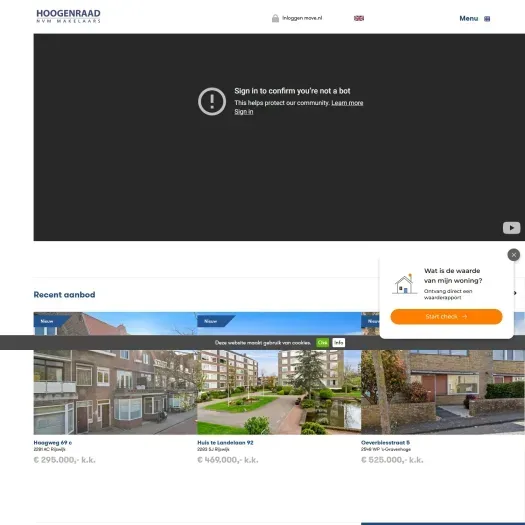 Screenshot der Website von www.hoogenraad.nl
