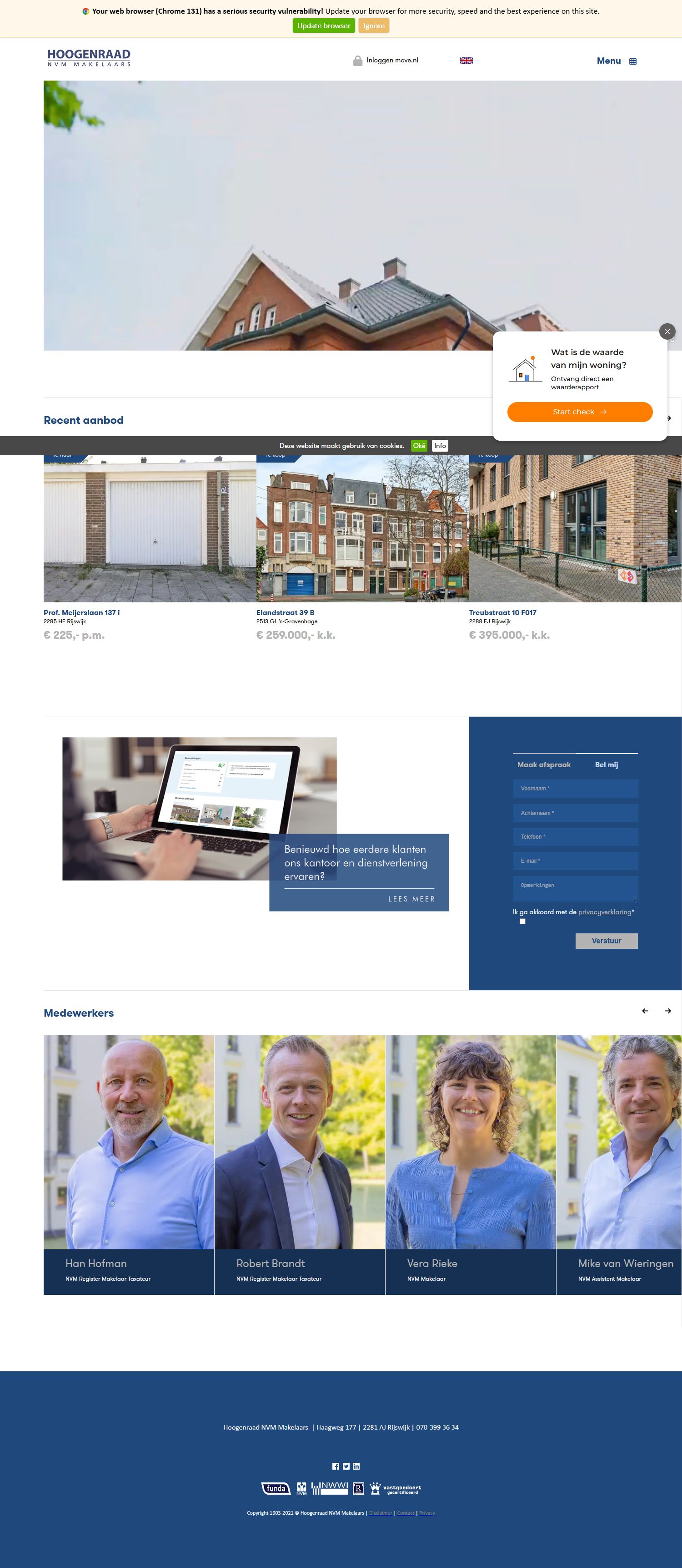 Screenshot der Website von www.hoogenraad.nl