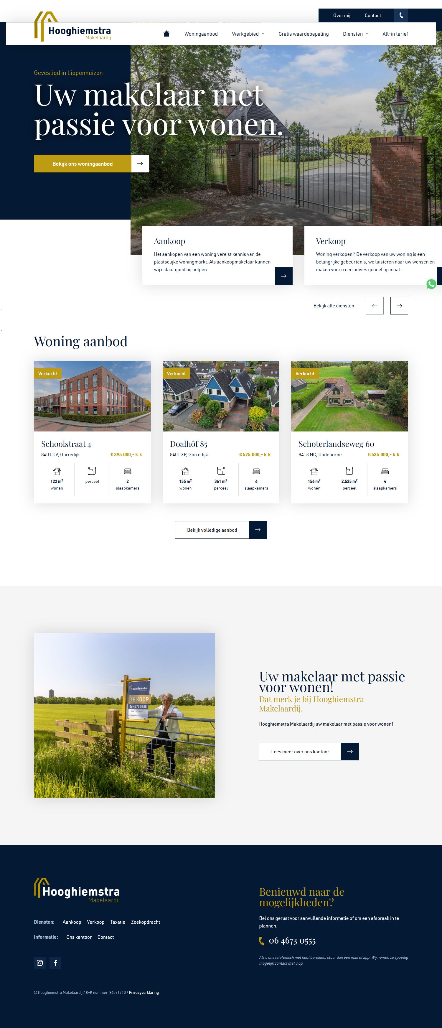 Screenshot van de website van www.hooghiemstramakelaardij.nl