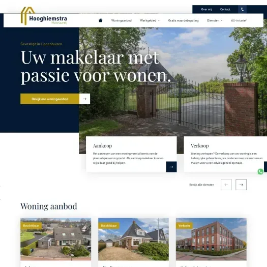 Screenshot van de website van www.hooghiemstramakelaardij.nl