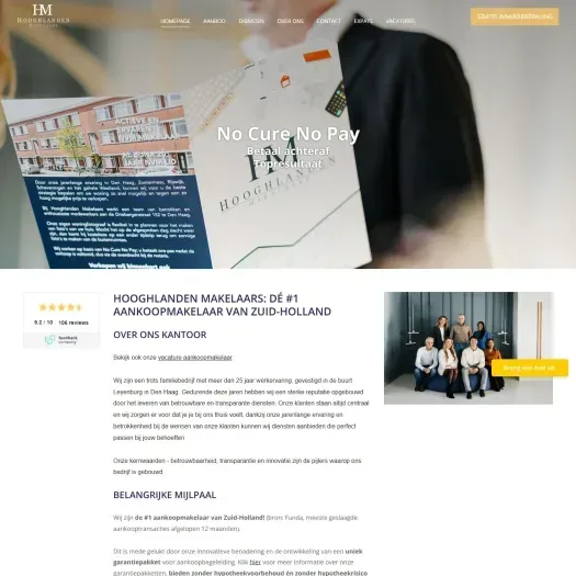 Screenshot of the website of www.hooghlanden.nl