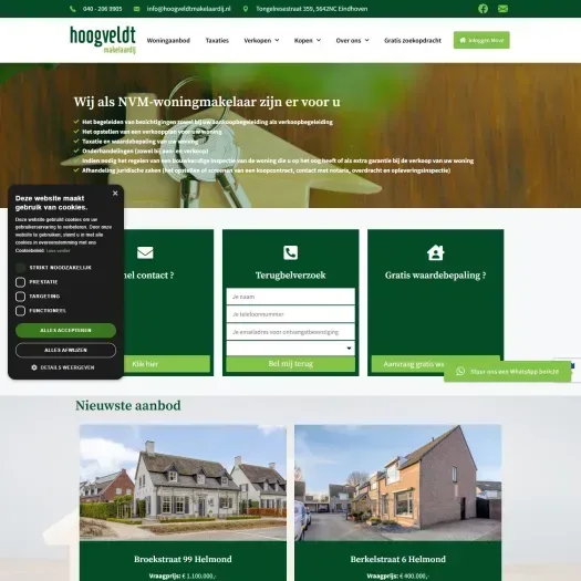 Capture d'écran du site web de hoogveldtmakelaardij.nl