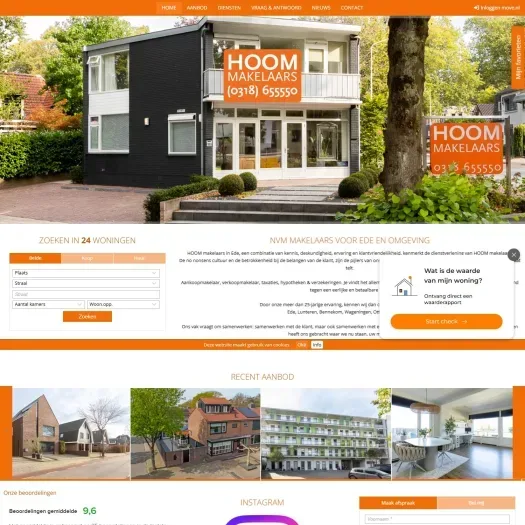 Screenshot van de website van www.hoommakelaars.nl