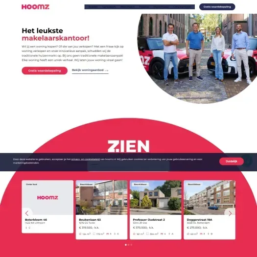 Screenshot der Website von www.hoomz.nl