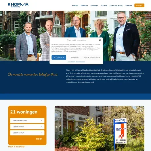 Screenshot of the website of www.hopma.nl