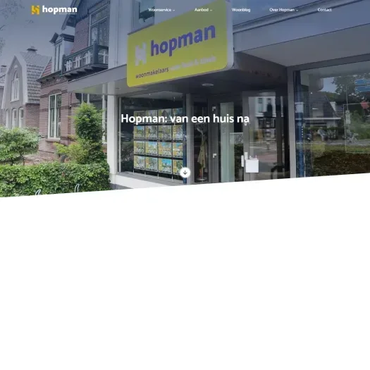 Screenshot of the website of www.hopmanmakelaars.nl
