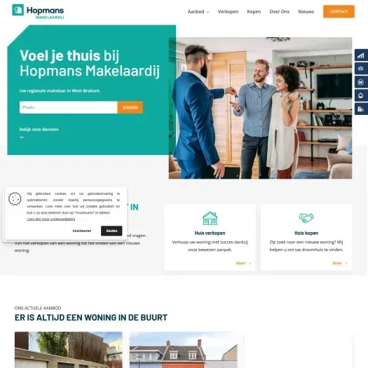 Screenshot van de website van www.hopmansmakelaardij.nl