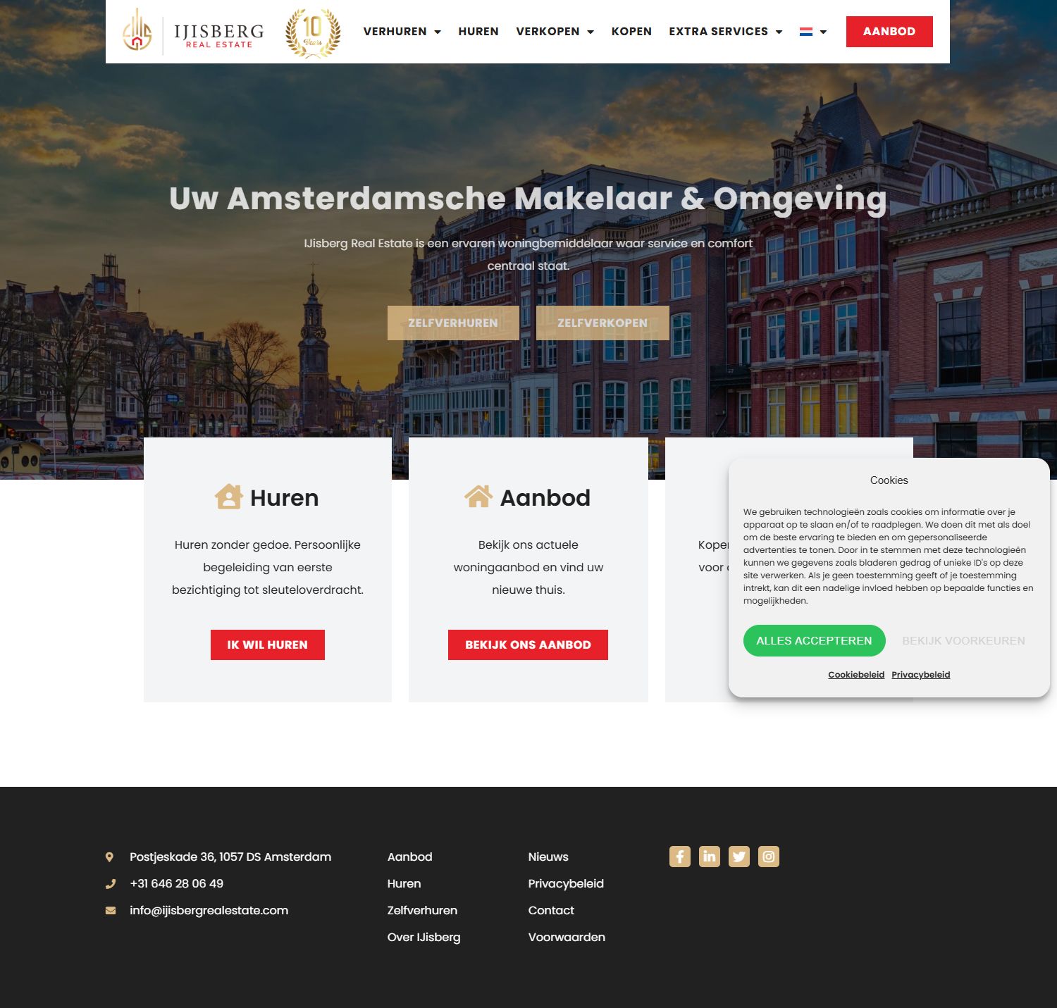 Screenshot van de website van www.ijisbergrealestate.com