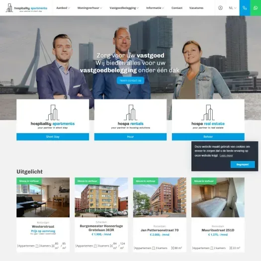 Screenshot van de website van www.hospa.nl