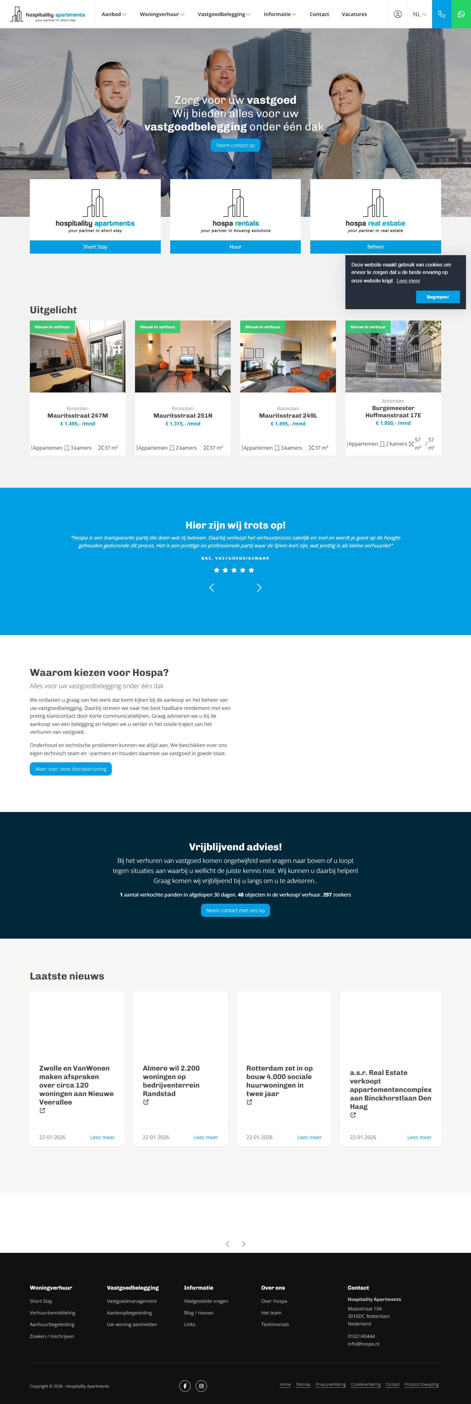 Capture d'écran du site web de www.hospa.nl
