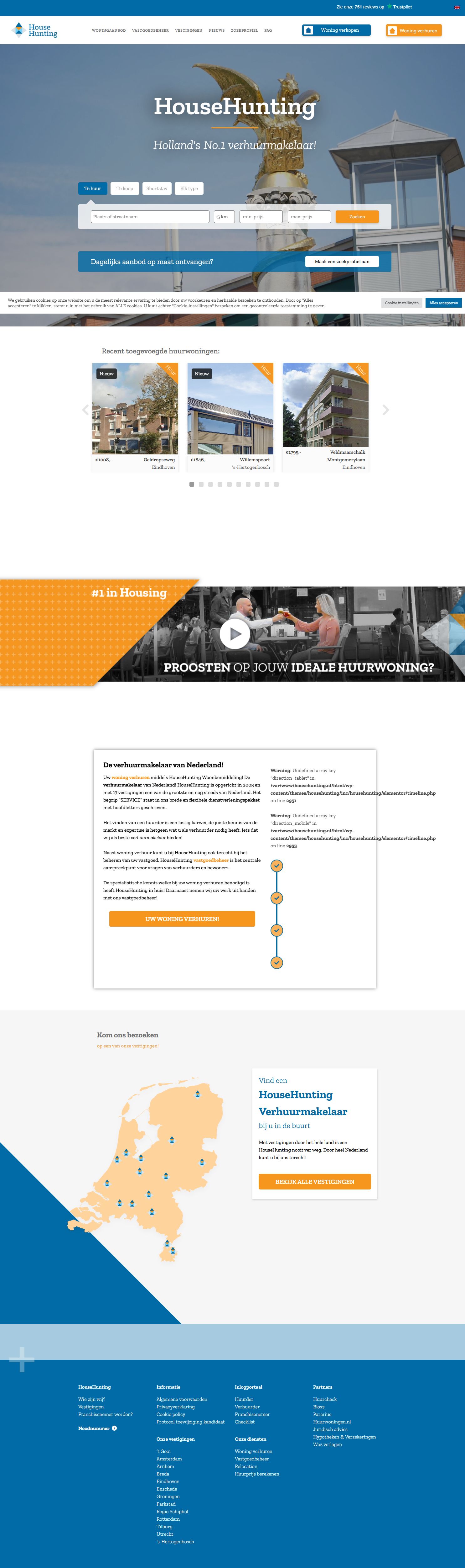 Screenshot der Website von www.househunting.nl