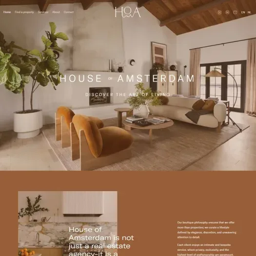 Screenshot of the website of www.houseofamsterdam.nl