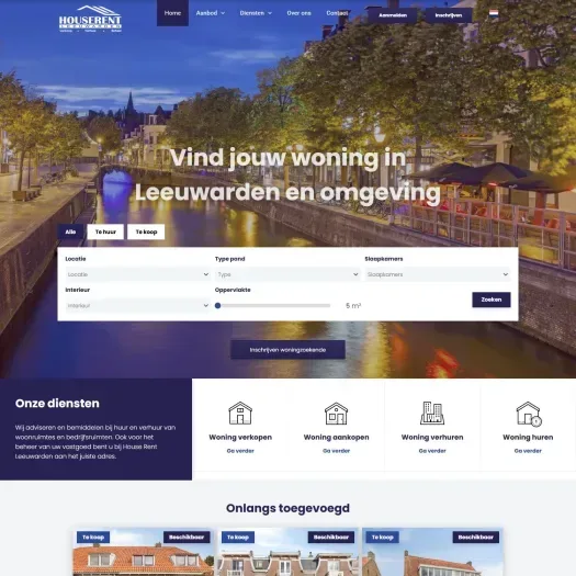 Screenshot van de website van www.house-rent.nl